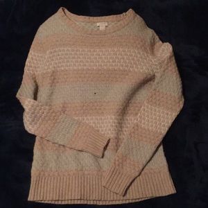 J. Crew tan/light blue striped sweater. Sz M